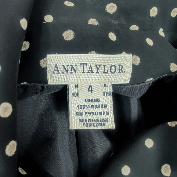Vintage 90s Ann Taylor Dress 4 Small Polka Dot Black Gray Grunge - Picture 7 of 9
